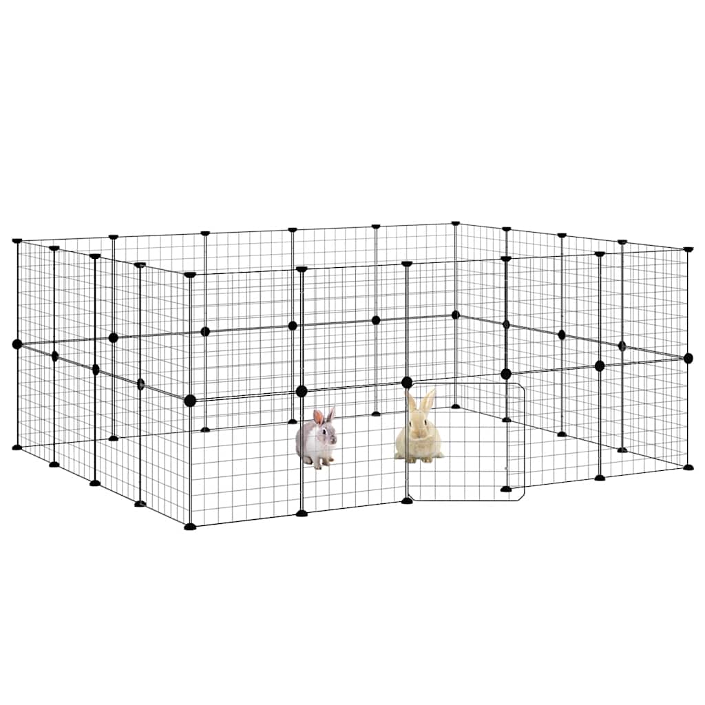 Animal Cage 36 Panels with Black Door 35x35 cm Steel