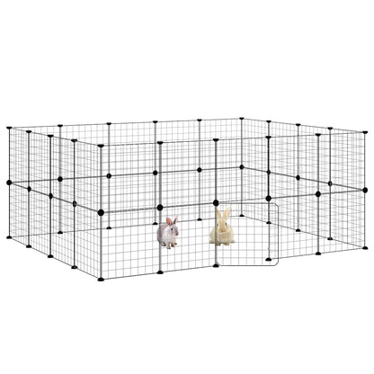 Animal Cage 36 Panels with Black Door 35x35 cm Steel