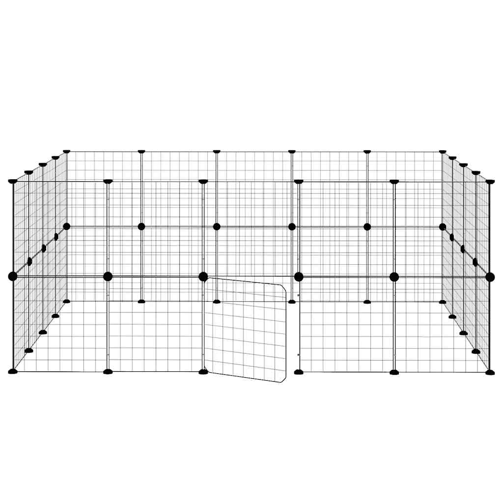 Animal Cage 36 Panels with Black Door 35x35 cm Steel