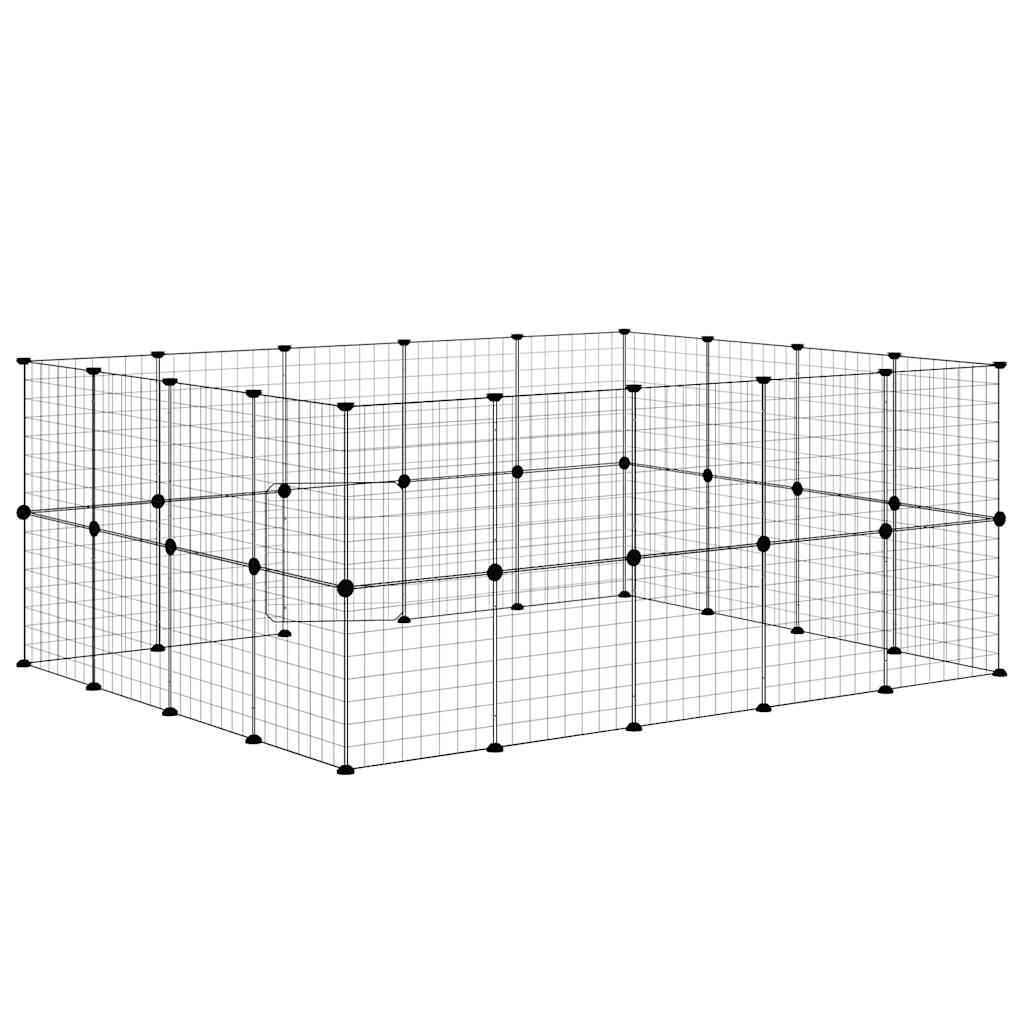 Animal Cage 36 Panels with Black Door 35x35 cm Steel