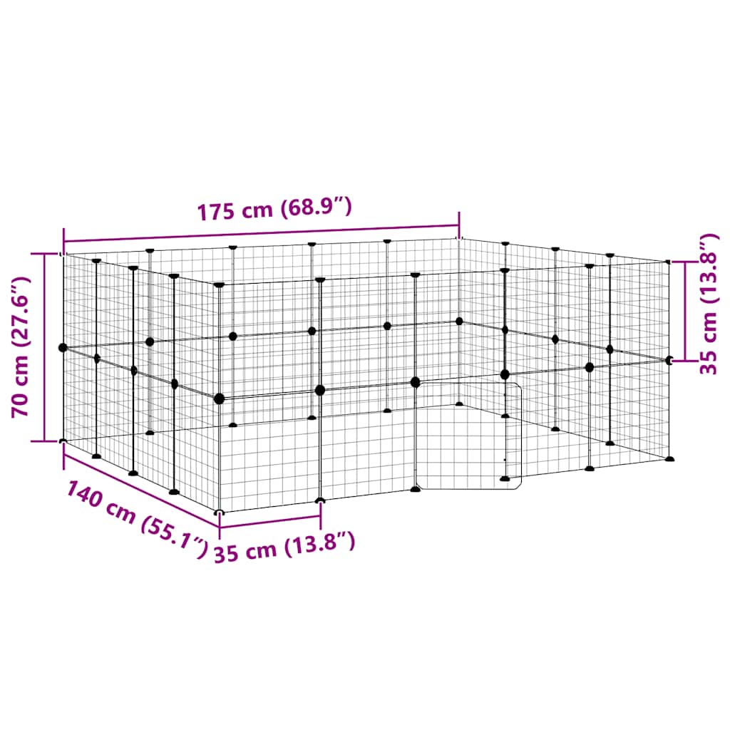 Animal Cage 36 Panels with Black Door 35x35 cm Steel