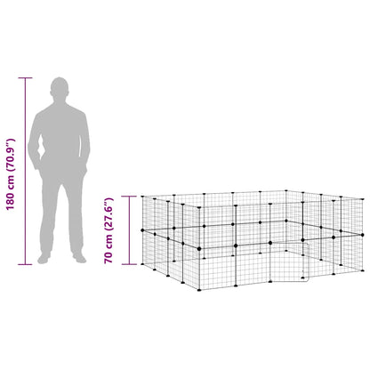 Animal Cage 36 Panels with Black Door 35x35 cm Steel