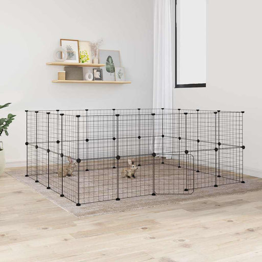 Animal Cage 36 Panels with Black Door 35x35 cm Steel