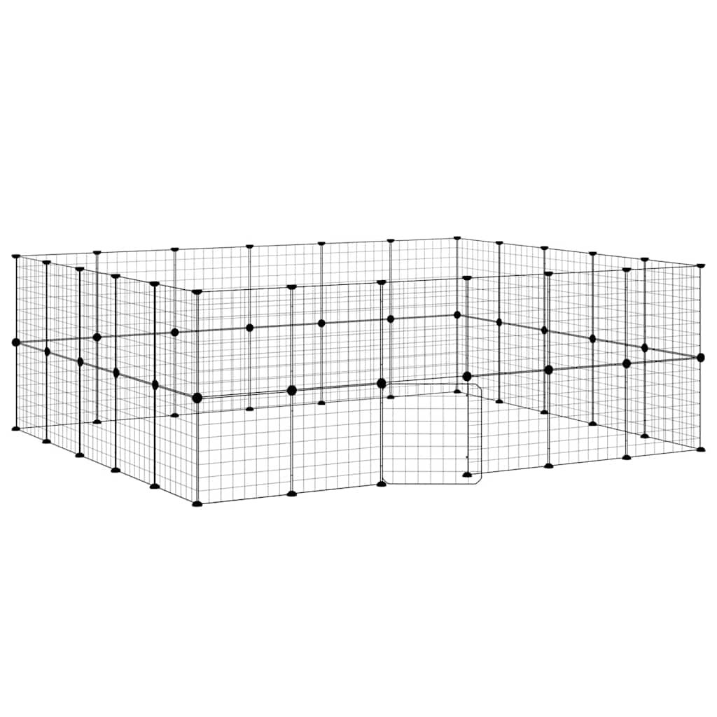 Animal Cage 44 Panels with Black Door 35x35 cm Steel