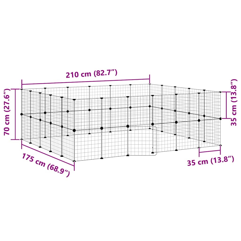 Animal Cage 44 Panels with Black Door 35x35 cm Steel