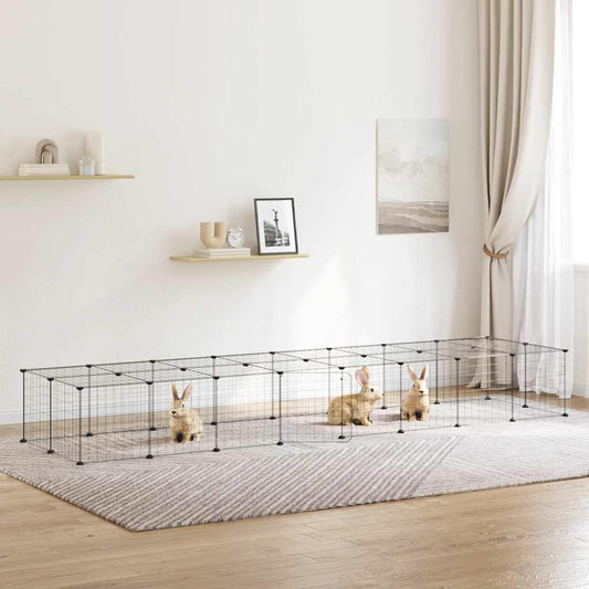 Animal Cage 36 Panels with Black Door 35x35 cm Steel