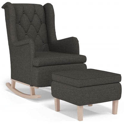 Poltrona con Gambe a Dondolo e Sgabello Grigio Scuro in Tessuto | homemem39