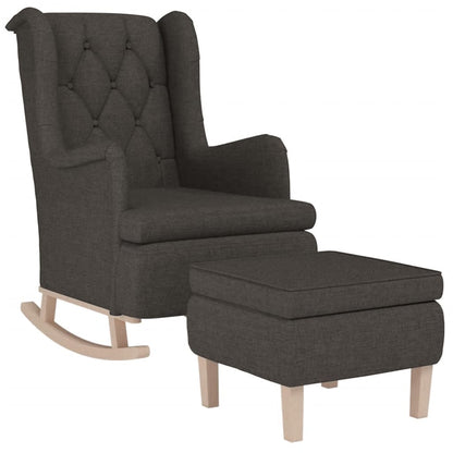 Poltrona con Gambe a Dondolo e Sgabello Grigio Scuro in Tessuto | homemem39