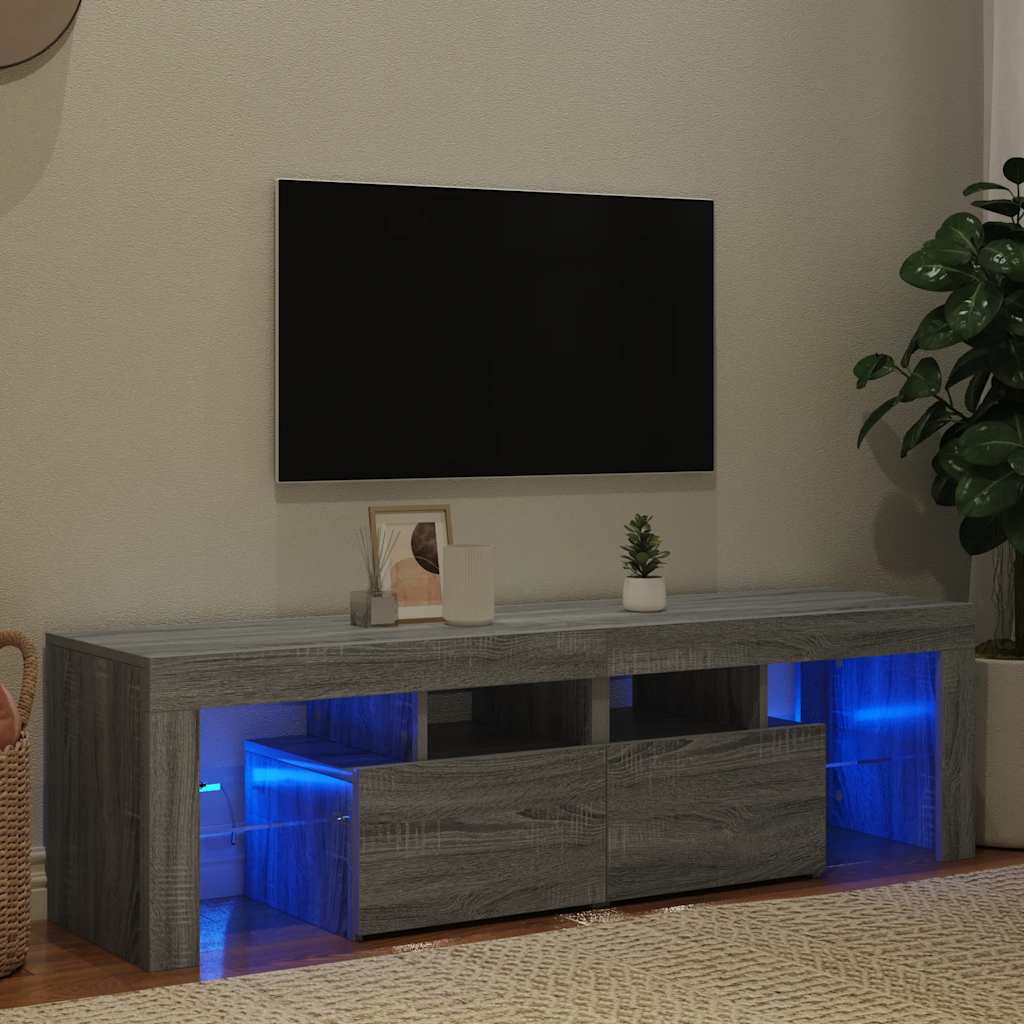 Mobile Porta TV con Luci LED grigio sonoma 140x36,5x40 cm