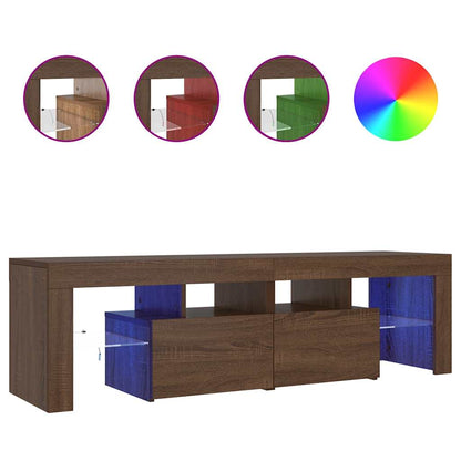 Mobile Porta TV con Luci LED Rovere Marrone 140x36,5x40 cm