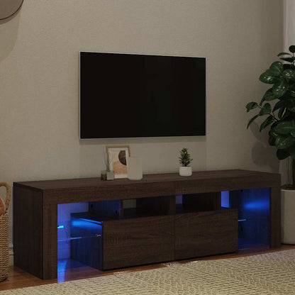 Mobile Porta TV con Luci LED Rovere Marrone 140x36,5x40 cm