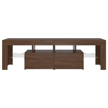 Mobile Porta TV con Luci LED Rovere Marrone 140x36,5x40 cm