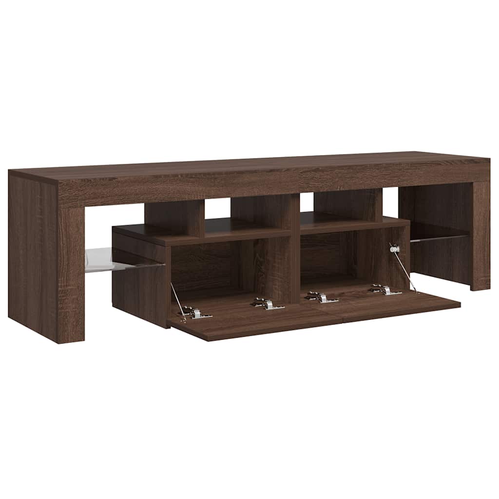 Mobile Porta TV con Luci LED Rovere Marrone 140x36,5x40 cm