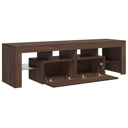 Mobile Porta TV con Luci LED Rovere Marrone 140x36,5x40 cm