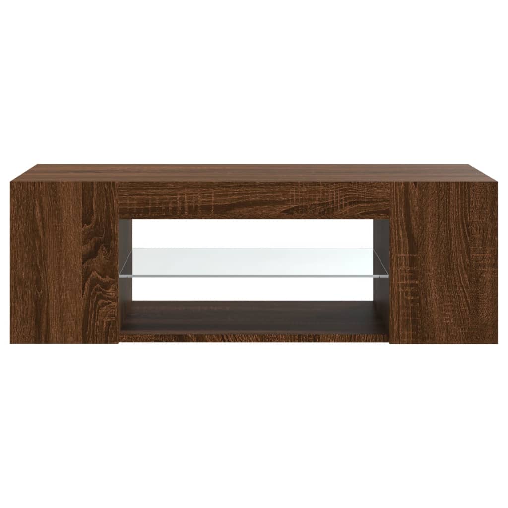 Mobile Porta TV con Luci LED Rovere Marrone 90x39x30 cm - homemem39