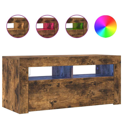 Mobile Porta TV con Luci LED Rovere Fumo 90x35x40 cm