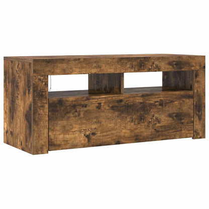 Mobile Porta TV con Luci LED Rovere Fumo 90x35x40 cm