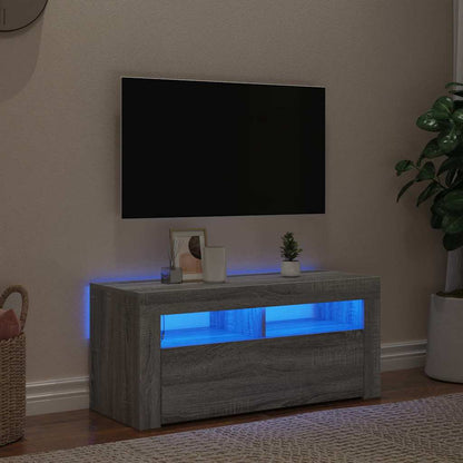 Mobile Porta TV con Luci LED Grigio Sonoma 90x35x40 cm