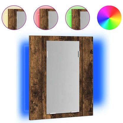 Mobile Bagno Specchio LED Rovere Fumo 40x12x45cm Multistrato | homemem39