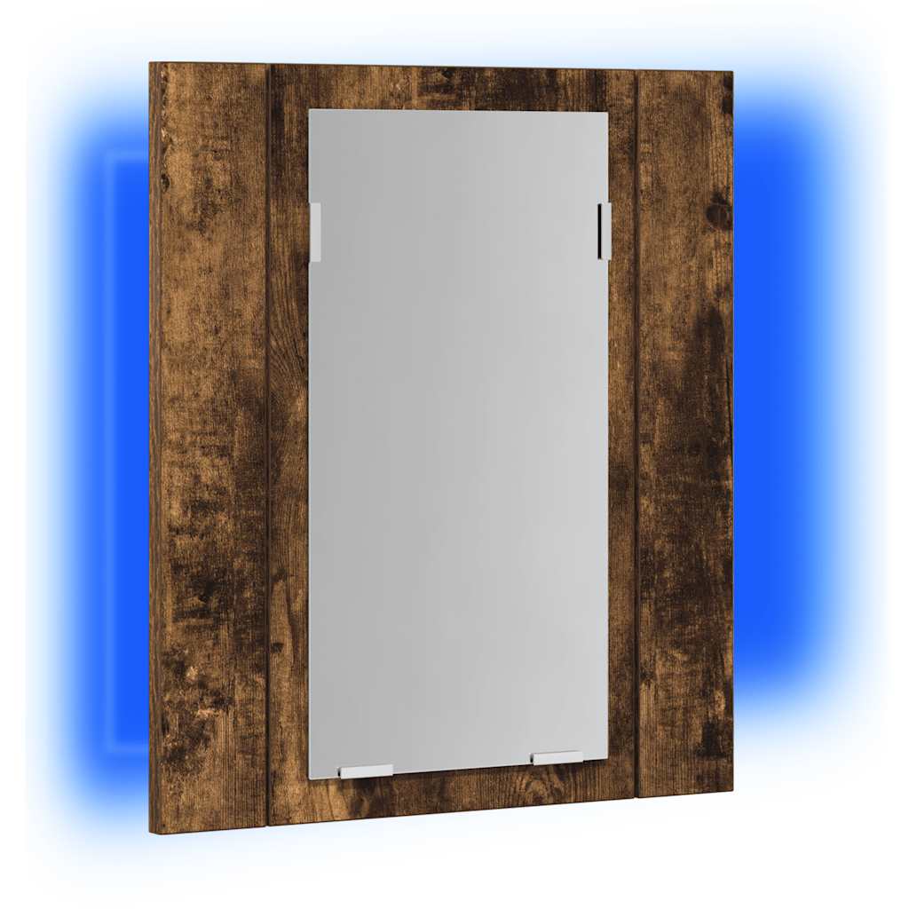 Mobile Bagno Specchio LED Rovere Fumo 40x12x45cm Multistrato | homemem39