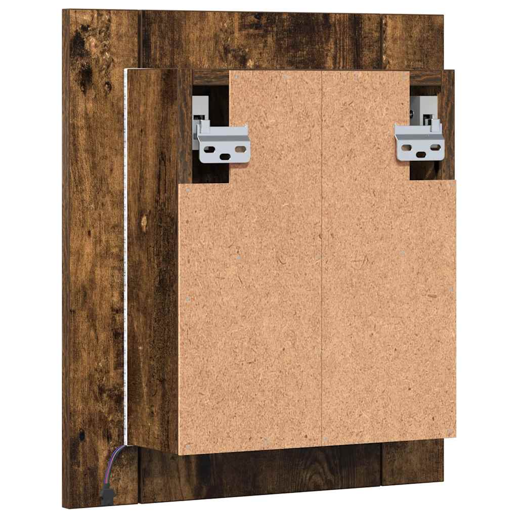 Mobile Bagno Specchio LED Rovere Fumo 40x12x45cm Multistrato | homemem39