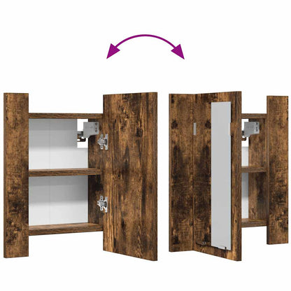 Mobile Bagno Specchio LED Rovere Fumo 40x12x45cm Multistrato | homemem39
