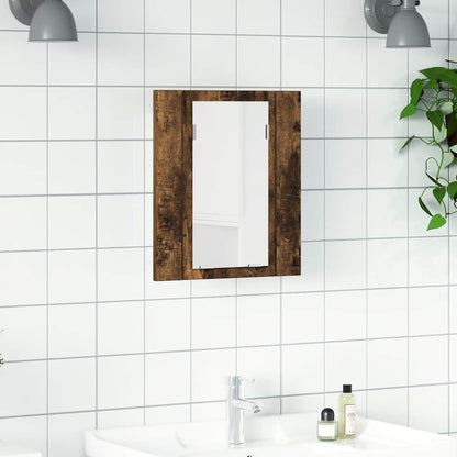 Mobile Bagno Specchio LED Rovere Fumo 40x12x45cm Multistrato | homemem39