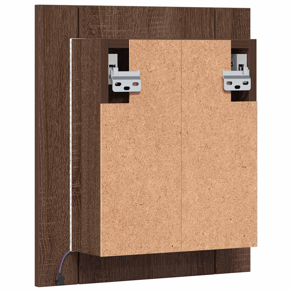 Mobile Bagno Specchio LED Rovere Marrone 40x12x45cm Multistrato - homemem39