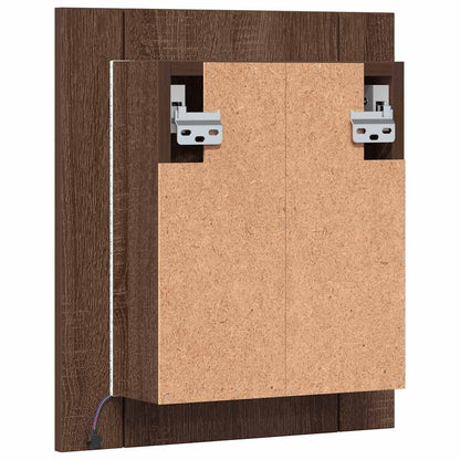 Mobile Bagno Specchio LED Rovere Marrone 40x12x45cm Multistrato - homemem39