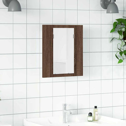 Mobile Bagno Specchio LED Rovere Marrone 40x12x45cm Multistrato - homemem39