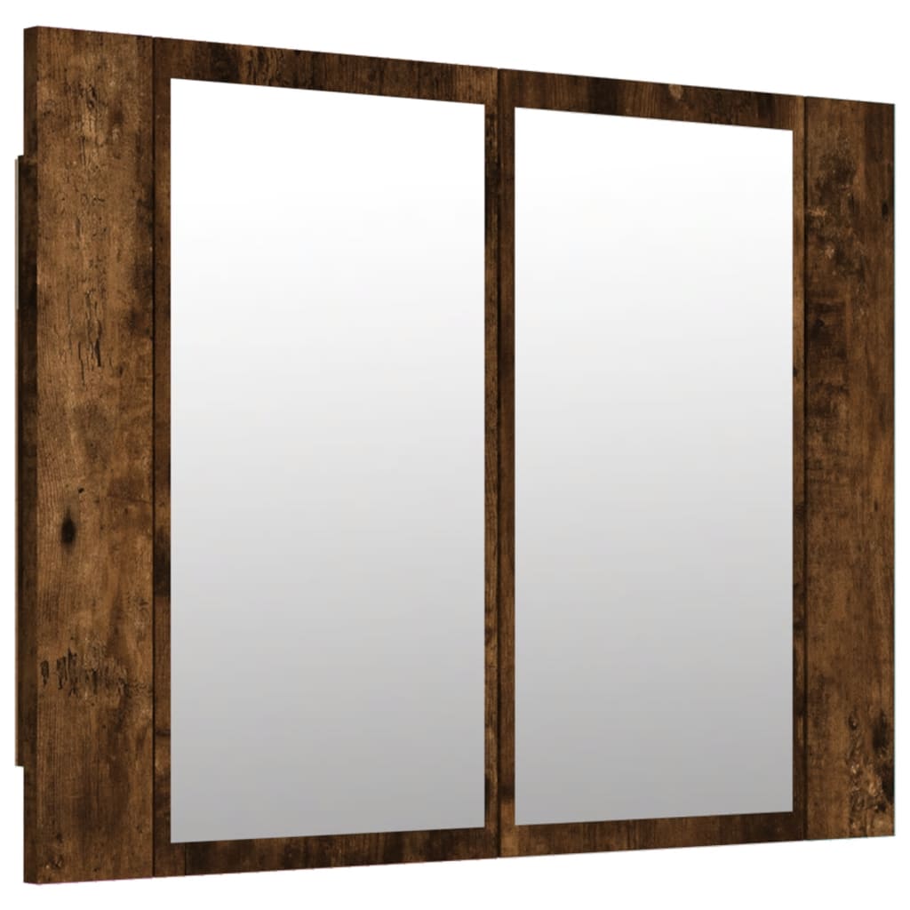 Smoked Oak LED Mirror Cabinet 60x12x45 cm Plywood