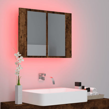 Smoked Oak LED Mirror Cabinet 60x12x45 cm Plywood