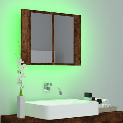 Smoked Oak LED Mirror Cabinet 60x12x45 cm Plywood