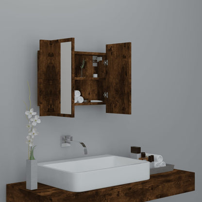 Smoked Oak LED Mirror Cabinet 60x12x45 cm Plywood