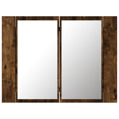 Smoked Oak LED Mirror Cabinet 60x12x45 cm Plywood