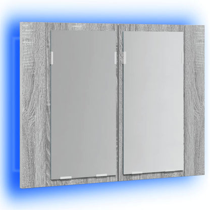 Mobile Specchio LED Grigio Sonoma 60x12x45cm Legno Multistrato - homemem39