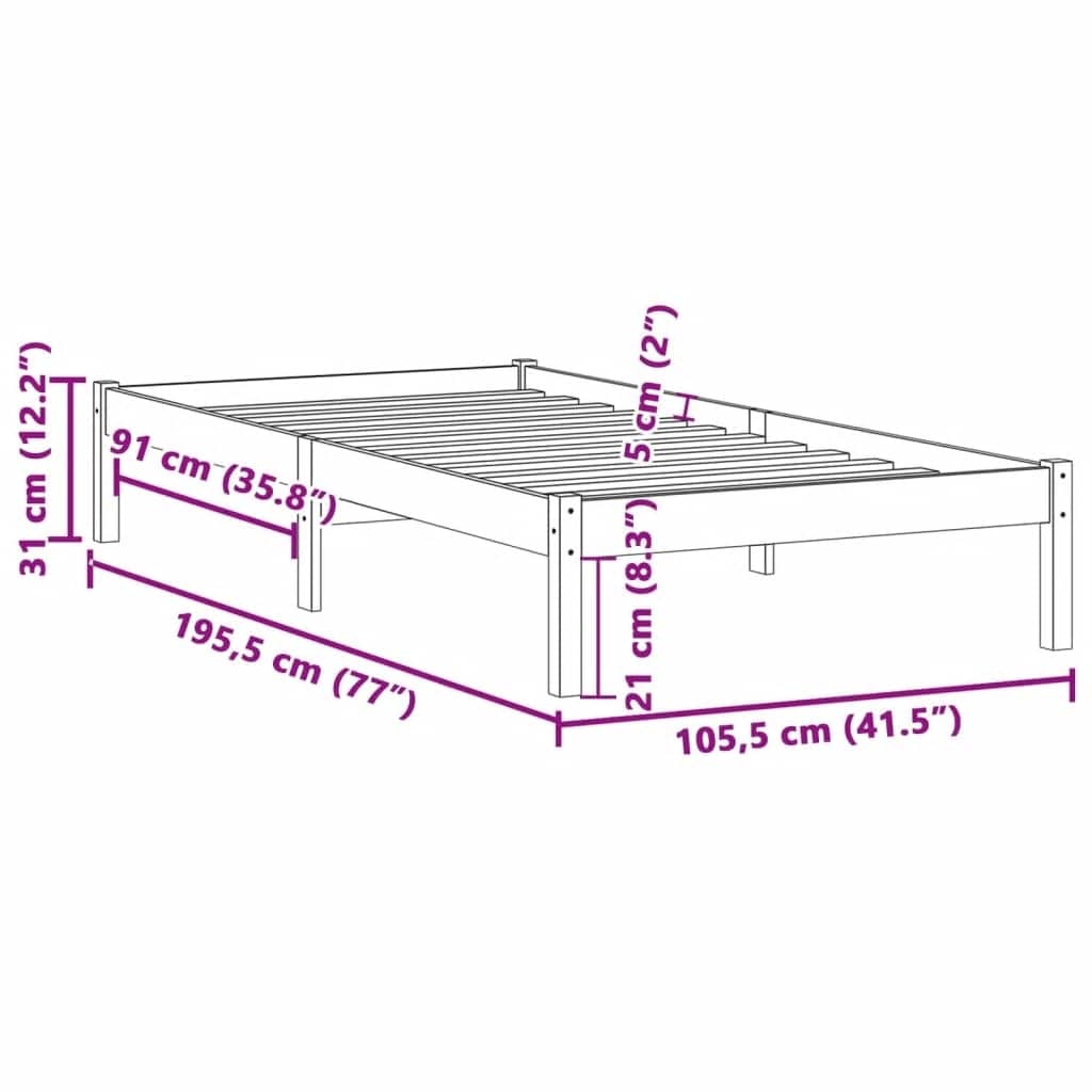 Giroletto senza Materasso 100x190 cm in Legno di Pino Doppio | homemem39