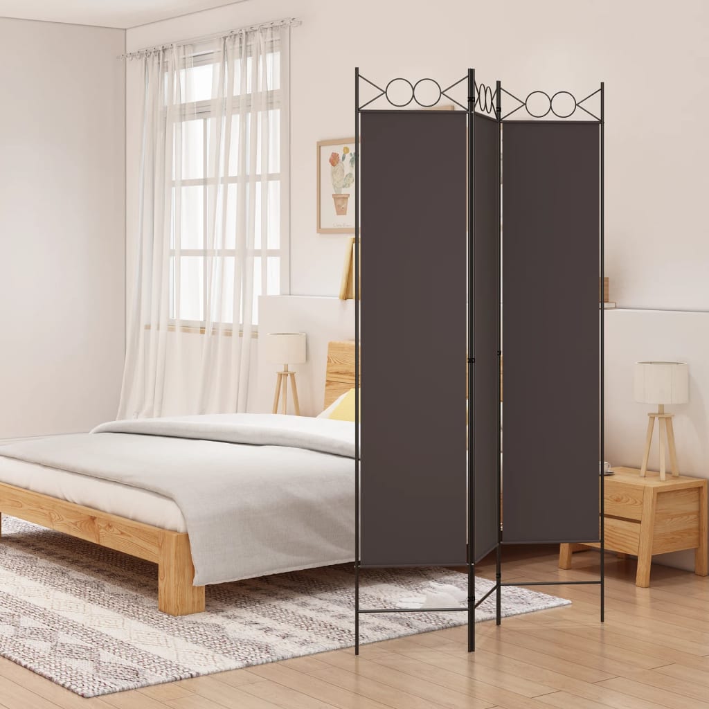 Divisorio a 3 Pannelli Marrone 120x200 cm in Tessuto | homemem39