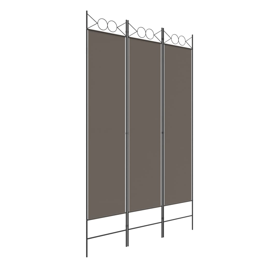 Divisorio a 3 Pannelli Antracite 120x200 cm in Tessuto - homemem39