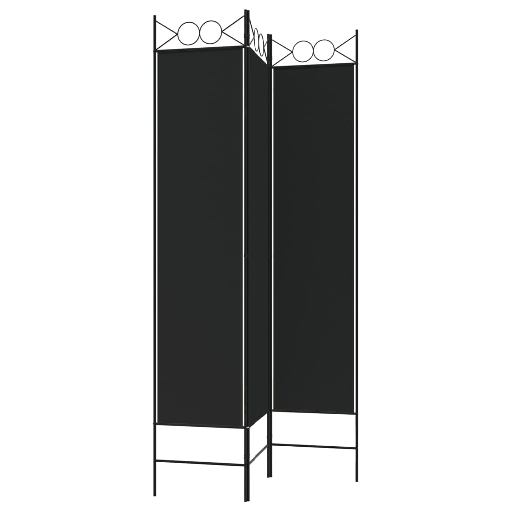 Divisorio a 3 Pannelli Nero 120x200 cm in Tessuto | homemem39