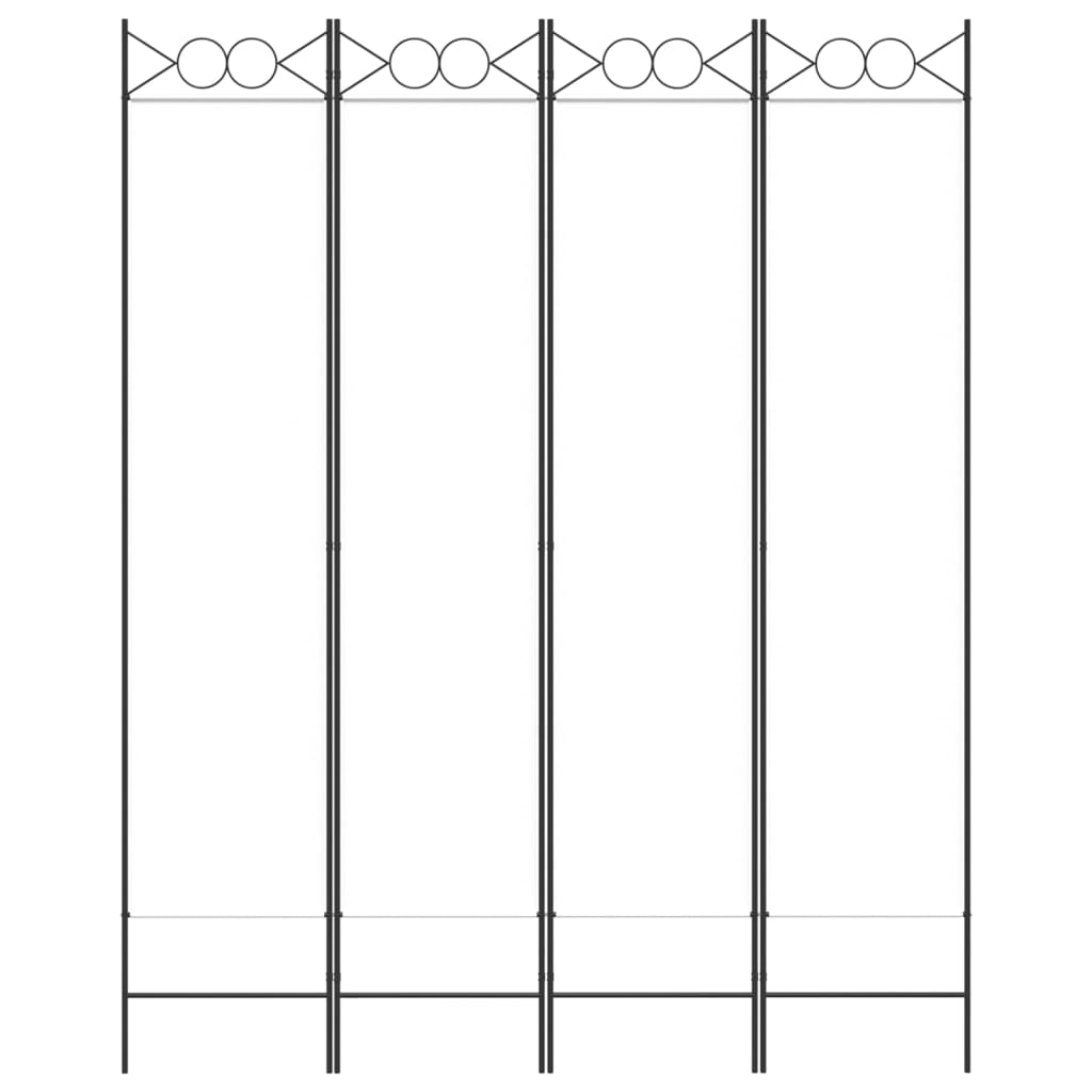 Divisorio a 4 Pannelli Bianco 160x200 cm Tessuto