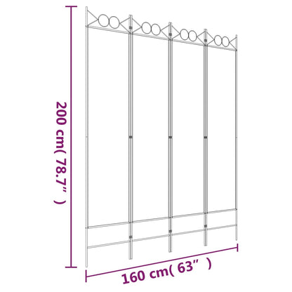 Divisorio a 4 Pannelli Bianco 160x200 cm Tessuto | homemem39