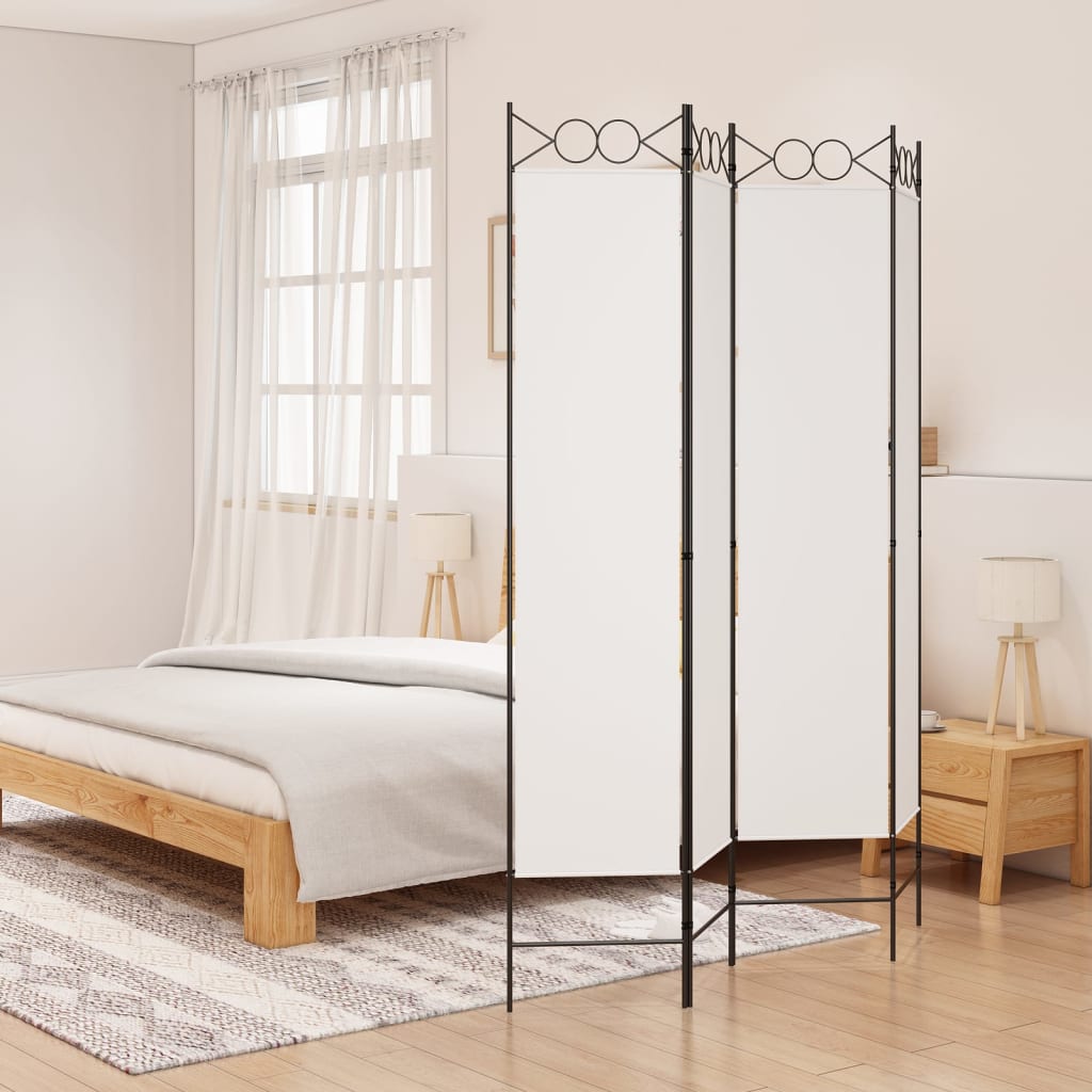 Divisorio a 4 Pannelli Bianco 160x200 cm Tessuto | homemem39