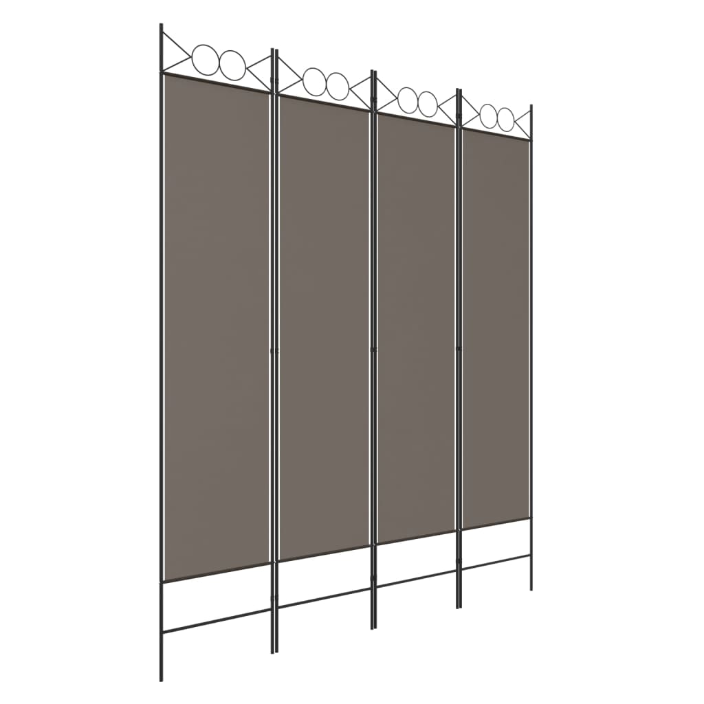 Divisorio a 4 Pannelli Antracite 160x200 cm Tessuto - homemem39