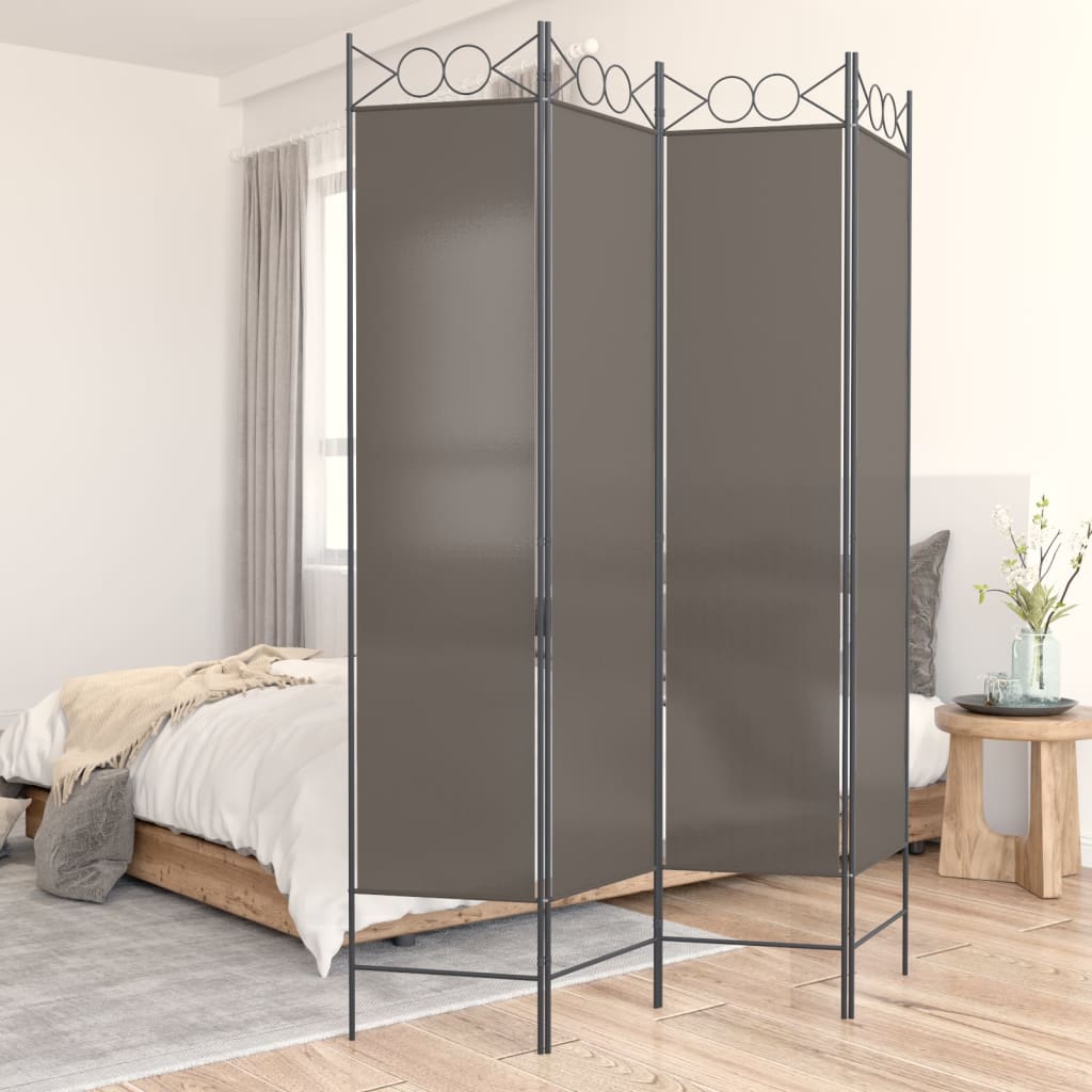 Divisorio a 4 Pannelli Antracite 160x200 cm Tessuto | homemem39