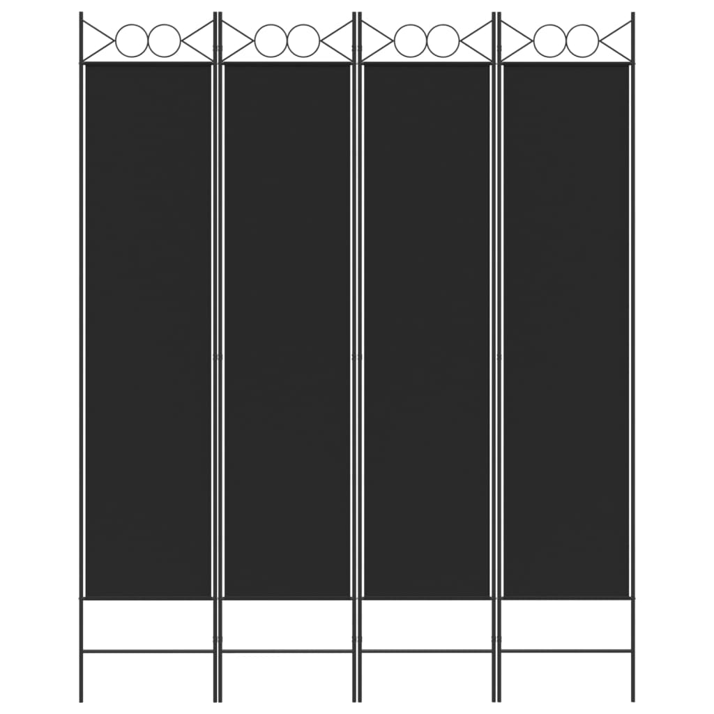 Divisorio a 4 Pannelli Nero 160x200 cm in Tessuto - homemem39
