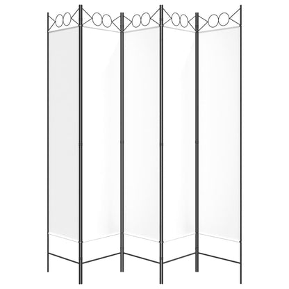 Divisorio a 5 Pannelli Bianco 200x200 cm Tessuto