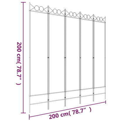 Divisorio a 5 Pannelli Bianco 200x200 cm Tessuto - homemem39