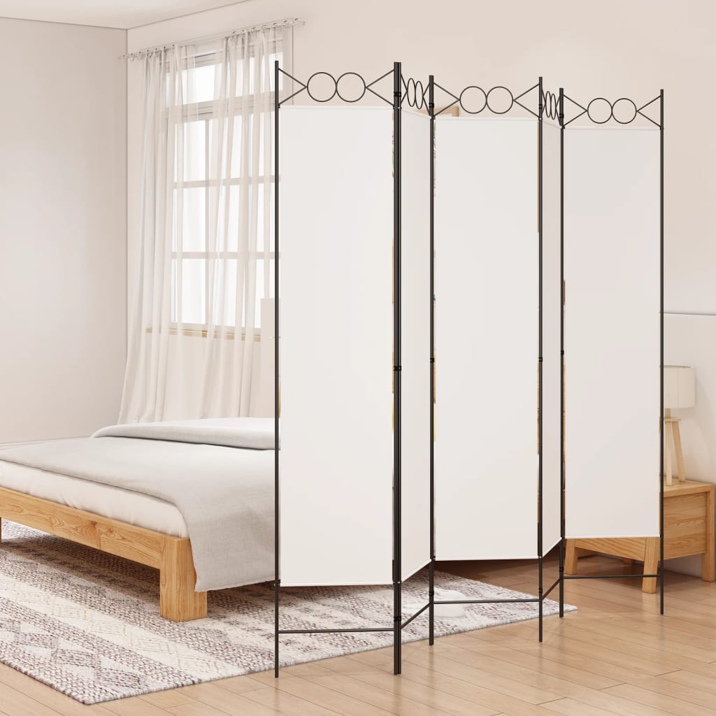 Divisorio a 5 Pannelli Bianco 200x200 cm Tessuto | homemem39