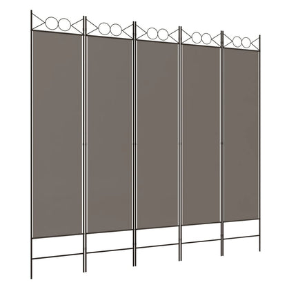 Divisorio a 5 Pannelli Antracite 200x200 cm Tessuto - homemem39